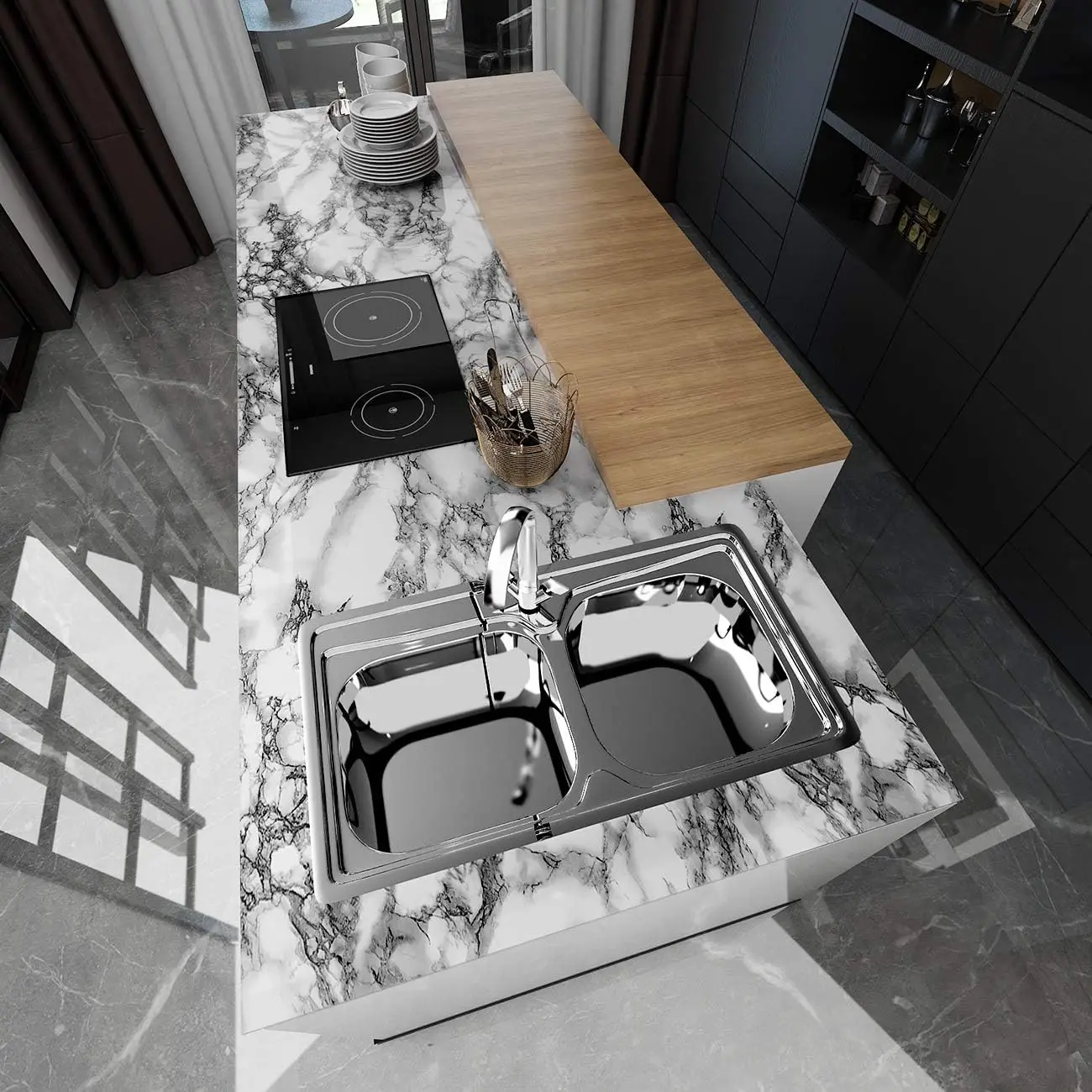 Marble Vinyl Self Adhesive Wal - огляд і ціна Commercial Kitchen Wall Panels